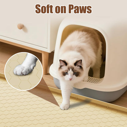Cat Mat for Litter Box, 40" X 28" Large Silicone Cat Litter Trapping Mat | Waterproof Cat Litter Mat, Soft on Kitty Paws, Easy to Clean, Non-Slip Kitty Scratch Pad for Floor(Yellow)