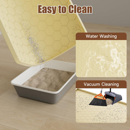 Cat Mat for Litter Box, 40" X 28" Large Silicone Cat Litter Trapping Mat | Waterproof Cat Litter Mat, Soft on Kitty Paws, Easy to Clean, Non-Slip Kitty Scratch Pad for Floor(Yellow)