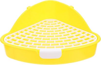 Bunny Litter Box Pet Toilet Triangle Shape Animal Potty Trainer for Guinea Pigs Hamsters Easy to Detachable Yellow Design