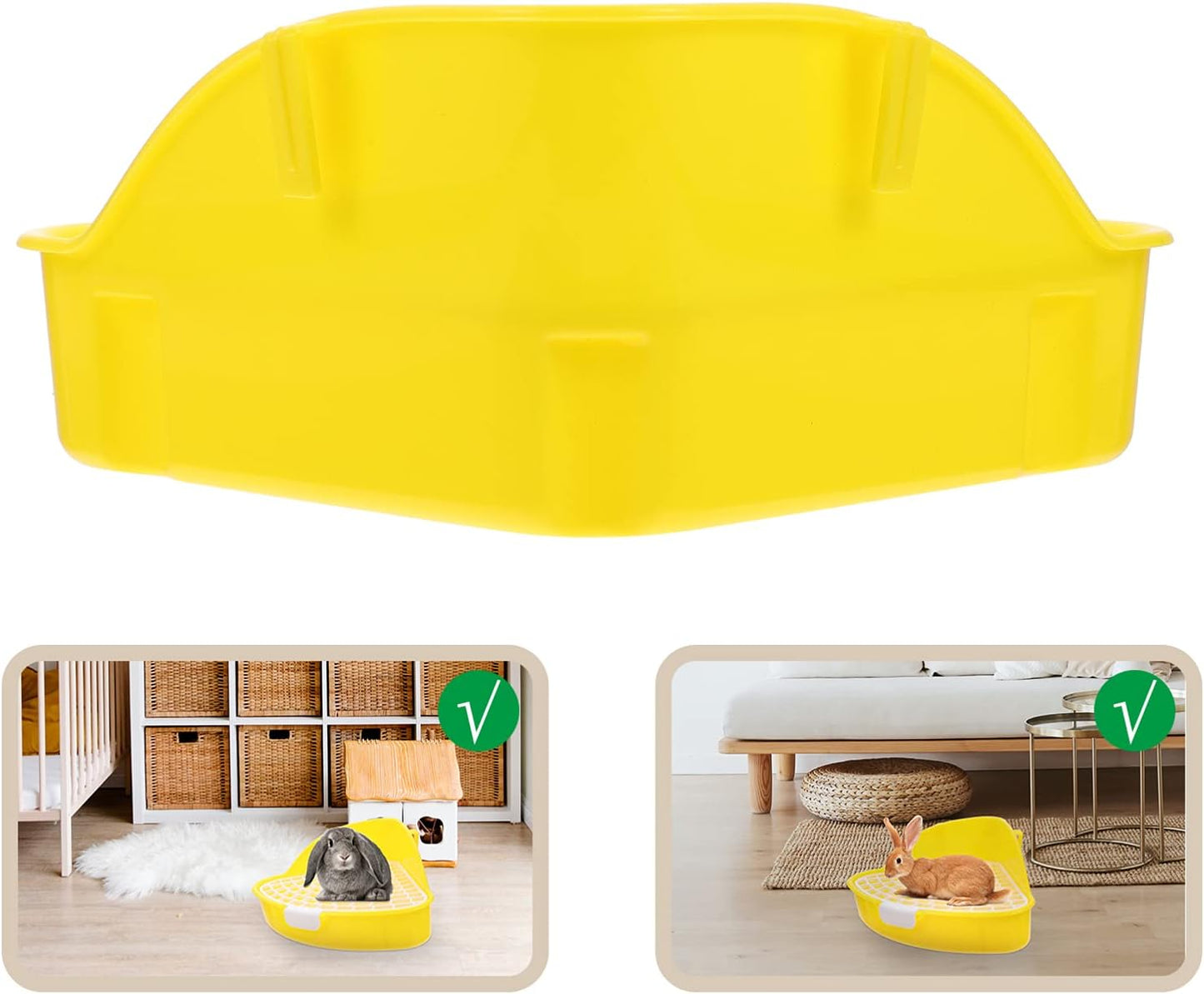Bunny Litter Box Pet Toilet Triangle Shape Animal Potty Trainer for Guinea Pigs Hamsters Easy to Detachable Yellow Design