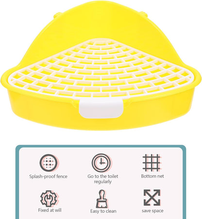 Bunny Litter Box Pet Toilet Triangle Shape Animal Potty Trainer for Guinea Pigs Hamsters Easy to Detachable Yellow Design