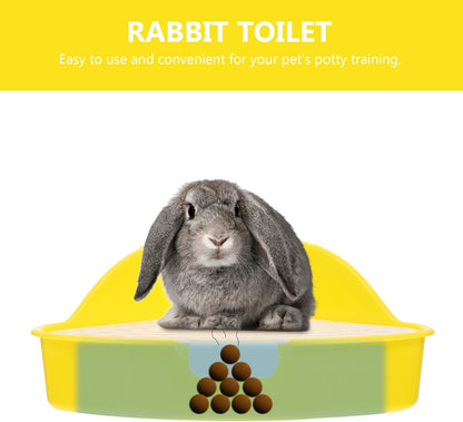 Bunny Litter Box Pet Toilet Triangle Shape Animal Potty Trainer for Guinea Pigs Hamsters Easy to Detachable Yellow Design