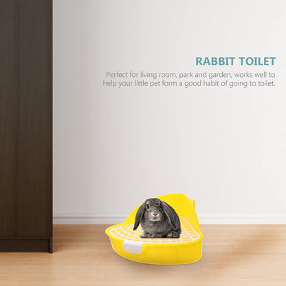 Bunny Litter Box Pet Toilet Triangle Shape Animal Potty Trainer for Guinea Pigs Hamsters Easy to Detachable Yellow Design