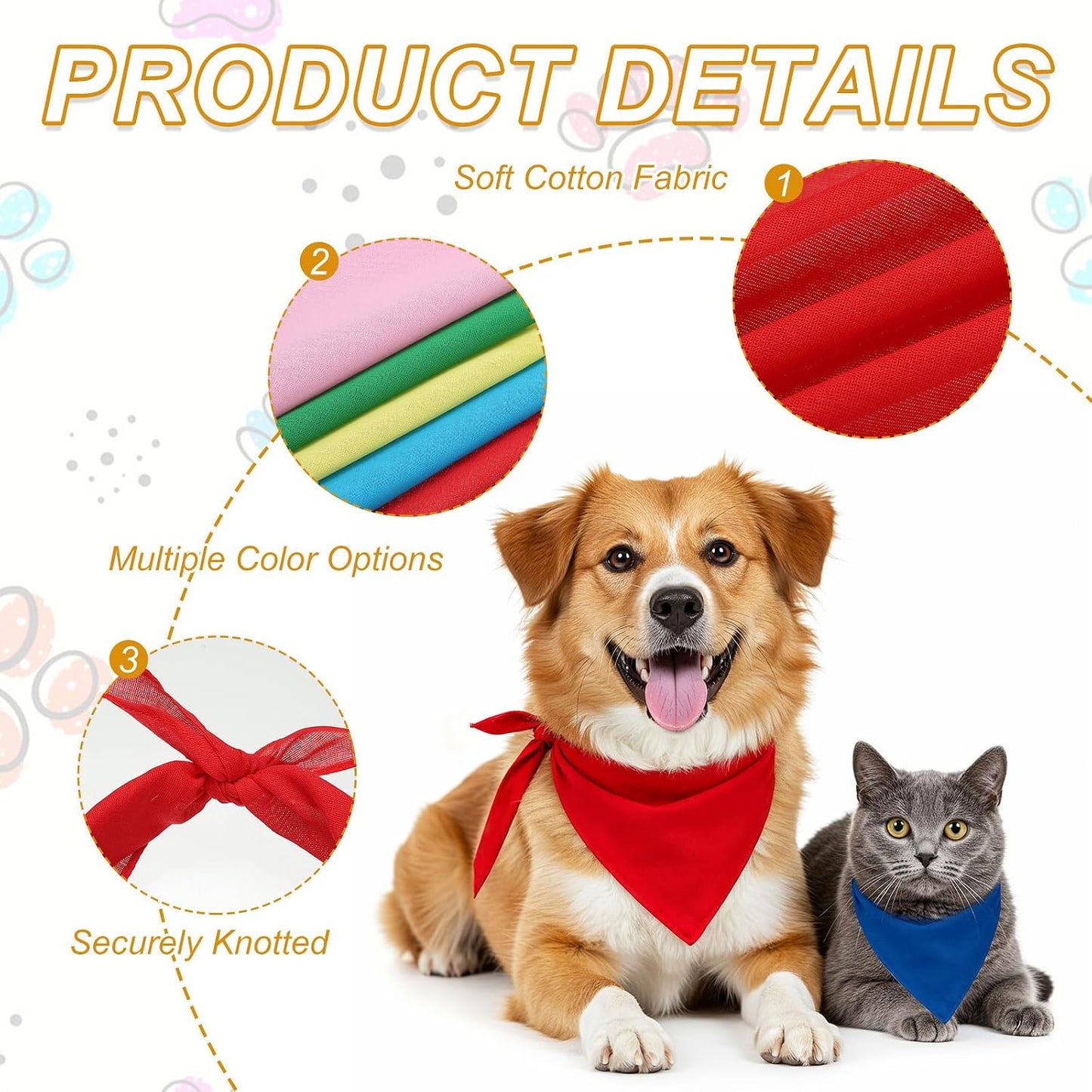 Blank Dog Bandana, Dog Scarf Sublimation Bib Heat Transfer Triangle DIY Solid Cotton Scarf Washable, (Yellow, 2Pcs, M), Intended for Small Medium, 2Pcs, Large Pet/Cats/Puppies