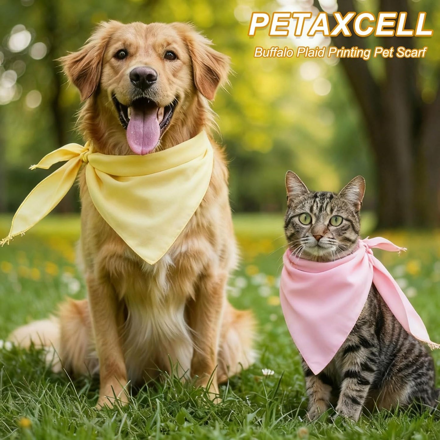 Blank Dog Bandana, Dog Scarf Sublimation Bib Heat Transfer Triangle DIY Solid Cotton Scarf Washable, (Yellow, 2Pcs, M), Intended for Small Medium, 2Pcs, Large Pet/Cats/Puppies
