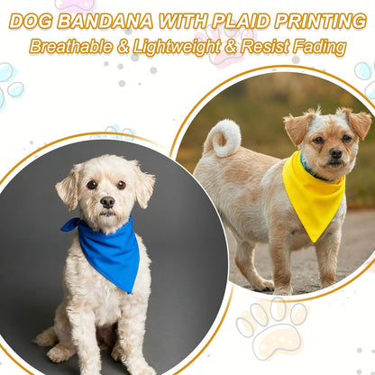 Blank Dog Bandana, Dog Scarf Sublimation Bib Heat Transfer Triangle DIY Solid Cotton Scarf Washable, (Yellow, 2Pcs, M), Intended for Small Medium, 2Pcs, Large Pet/Cats/Puppies