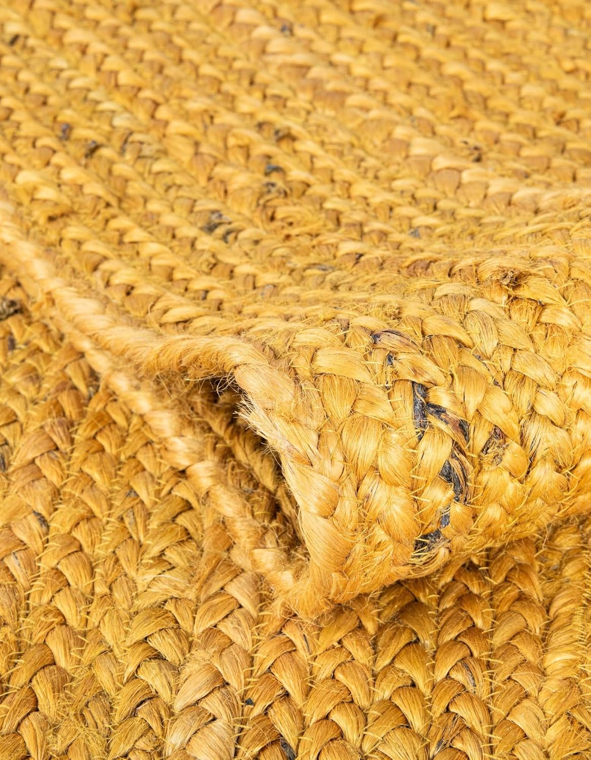 Indian Handmade Braided Yellow Natural Jute Area Rug- Jute Rug-for Dining Room- Living Room Size - 2.3 x 4 Feet Oval (69 cm x 120 cm)