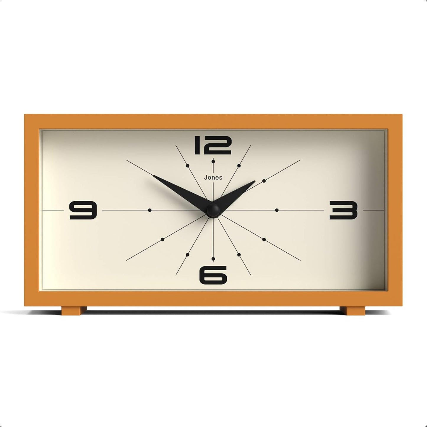 ® Odeon Desk Clock | Modern Rectangular Design | Mustard Yellow | Stylish Retro Look for Shelf, Table, Mantel or Bedside