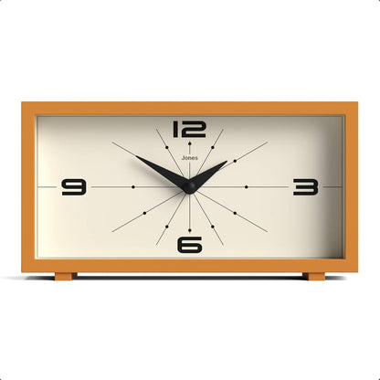® Odeon Desk Clock | Modern Rectangular Design | Mustard Yellow | Stylish Retro Look for Shelf, Table, Mantel or Bedside