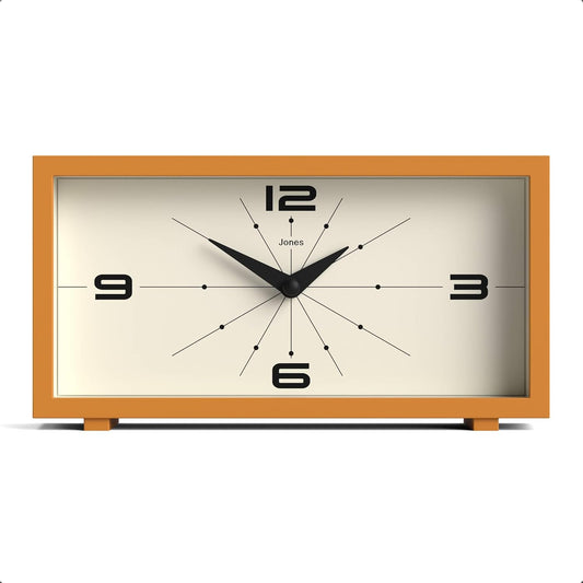 ® Odeon Desk Clock | Modern Rectangular Design | Mustard Yellow | Stylish Retro Look for Shelf, Table, Mantel or Bedside