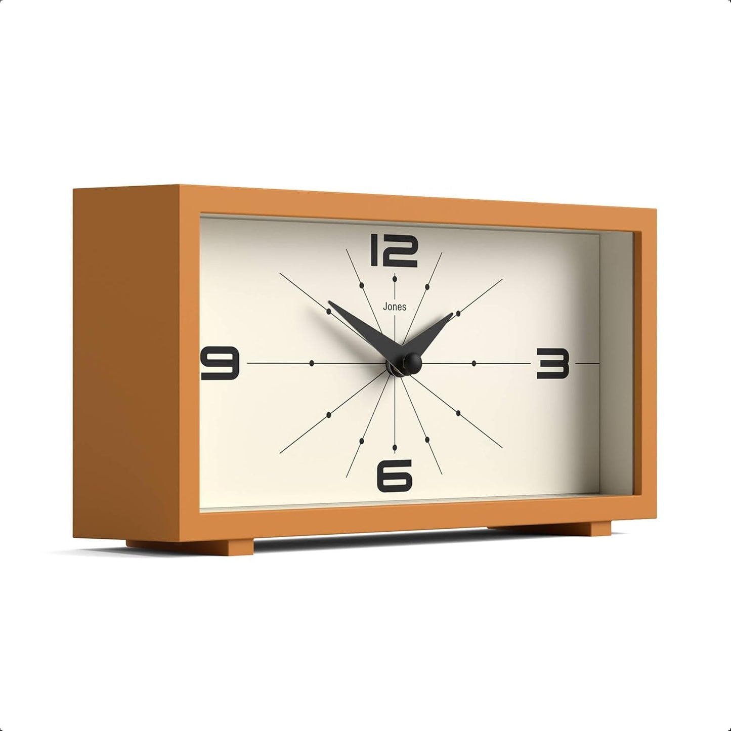 ® Odeon Desk Clock | Modern Rectangular Design | Mustard Yellow | Stylish Retro Look for Shelf, Table, Mantel or Bedside