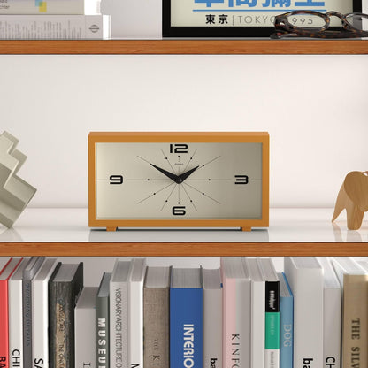 ® Odeon Desk Clock | Modern Rectangular Design | Mustard Yellow | Stylish Retro Look for Shelf, Table, Mantel or Bedside