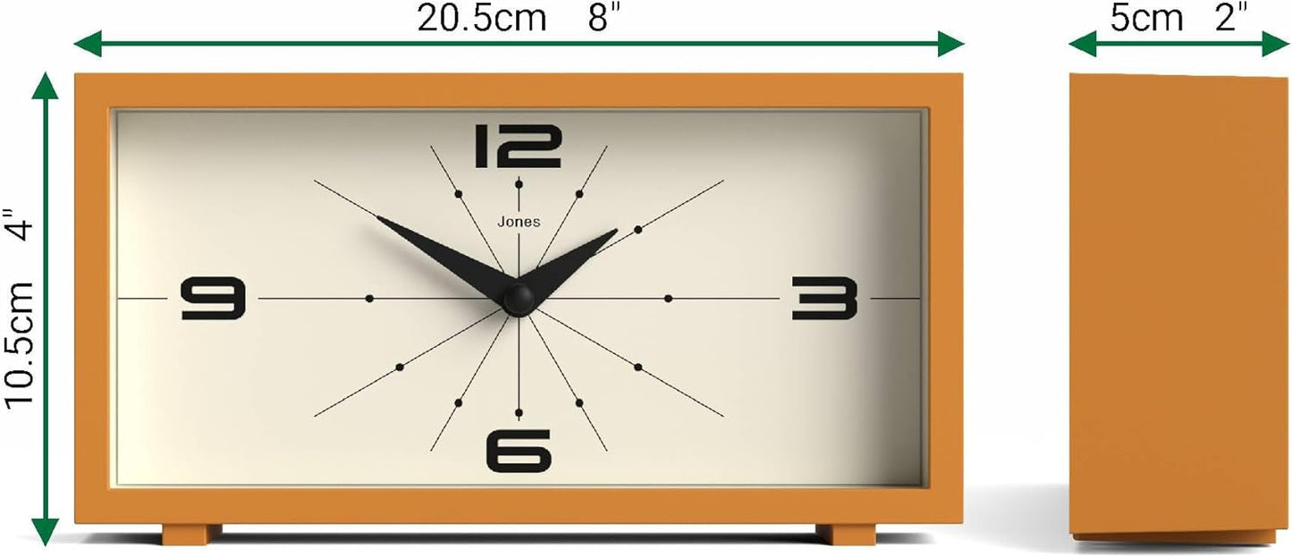 ® Odeon Desk Clock | Modern Rectangular Design | Mustard Yellow | Stylish Retro Look for Shelf, Table, Mantel or Bedside