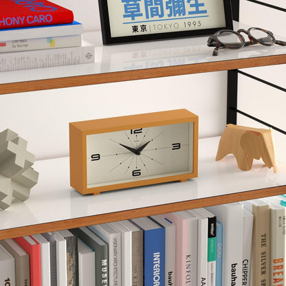 ® Odeon Desk Clock | Modern Rectangular Design | Mustard Yellow | Stylish Retro Look for Shelf, Table, Mantel or Bedside