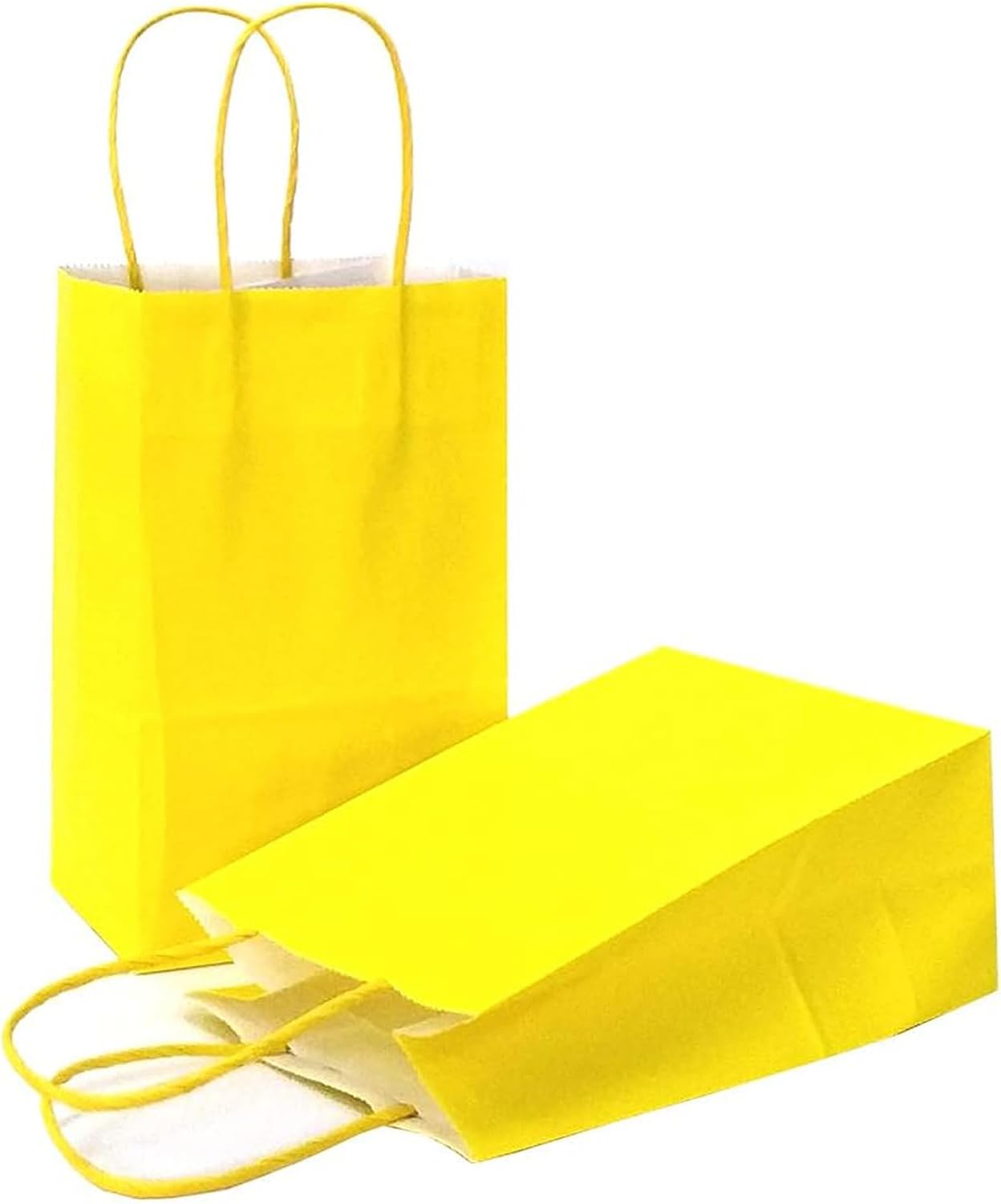 Mini Yellow Gift Bags Small Kraft Paper Bags with Handles (4 x 2.4 x 6 in, Yellow, 12 Pcs)