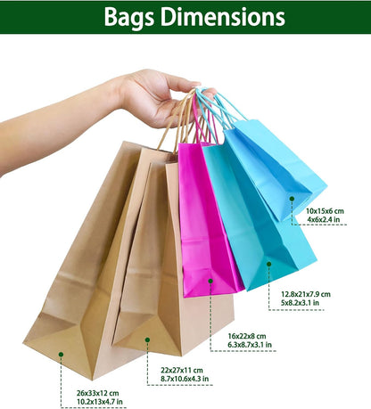 Mini Yellow Gift Bags Small Kraft Paper Bags with Handles (4 x 2.4 x 6 in, Yellow, 12 Pcs)