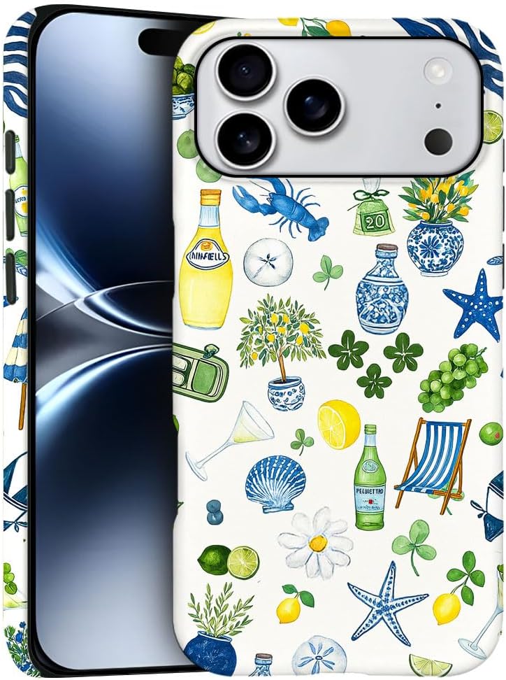 Compatible with iPhone 17 Pro Max,Frosted PC Anti-Scratch Shockproof Case - Cute Aesthetic Lemon Pattern