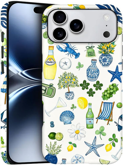 Compatible with iPhone 17 Pro Max,Frosted PC Anti-Scratch Shockproof Case - Cute Aesthetic Lemon Pattern