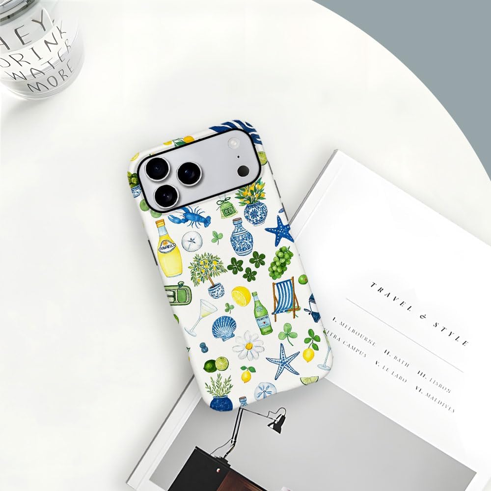 Compatible with iPhone 17 Pro Max,Frosted PC Anti-Scratch Shockproof Case - Cute Aesthetic Lemon Pattern