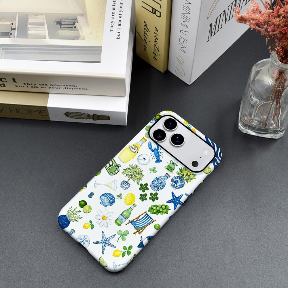 Compatible with iPhone 17 Pro Max,Frosted PC Anti-Scratch Shockproof Case - Cute Aesthetic Lemon Pattern