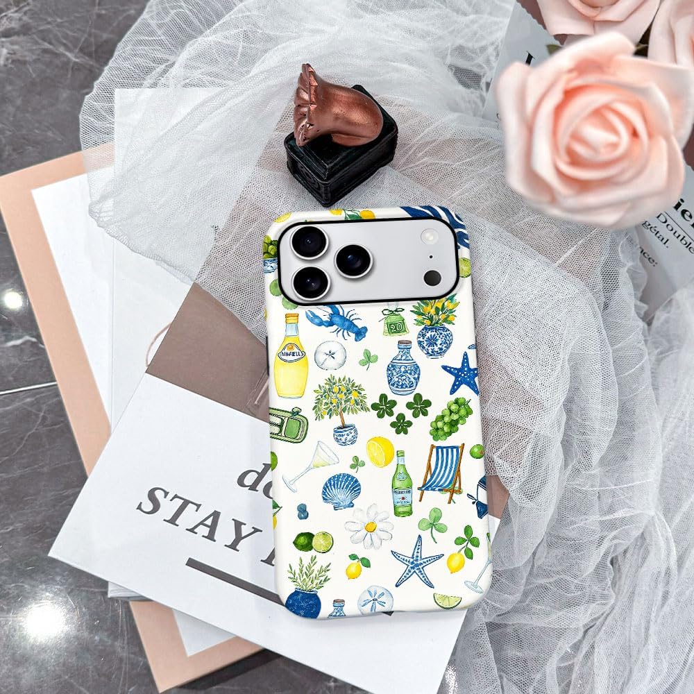 Compatible with iPhone 17 Pro Max,Frosted PC Anti-Scratch Shockproof Case - Cute Aesthetic Lemon Pattern