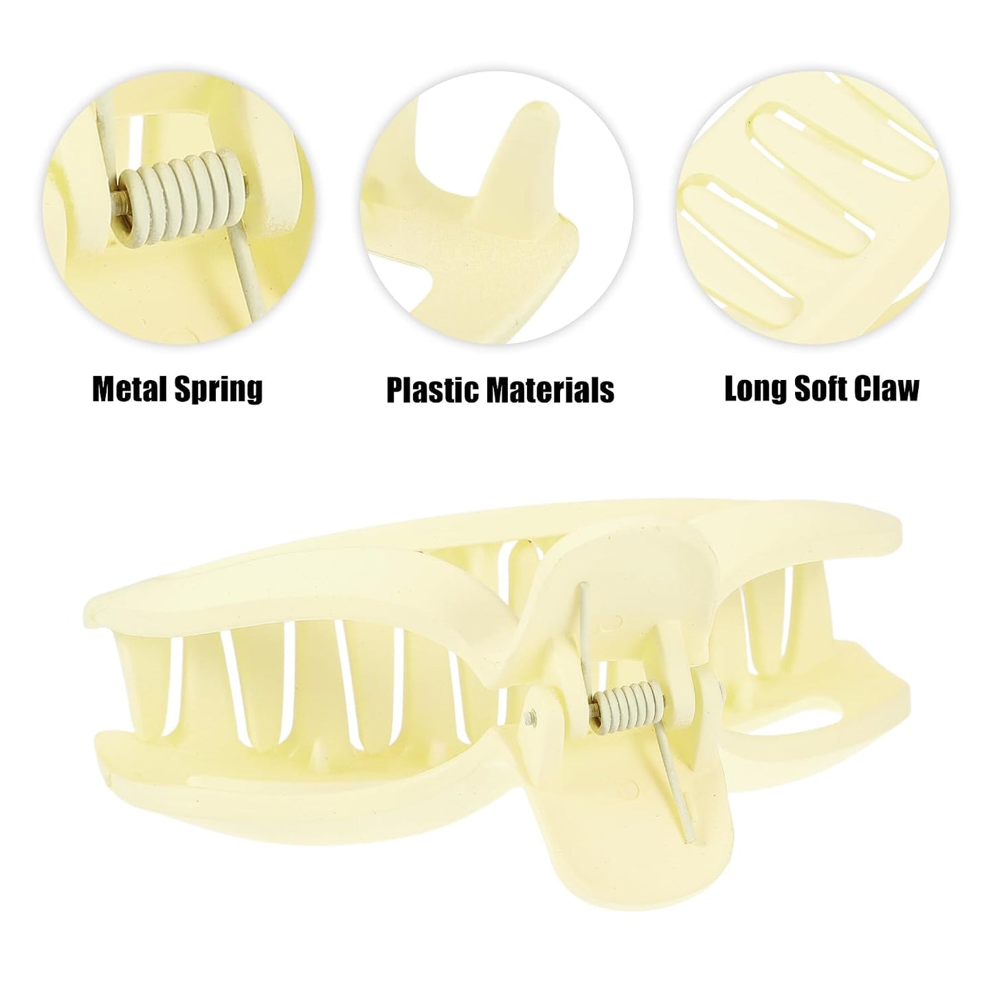 Hair Claw, Light Yellow, 3.78''x1.85''x1.42'' | Plastic for Durability, Lightweight for Comfort, Compact for Easy Carry