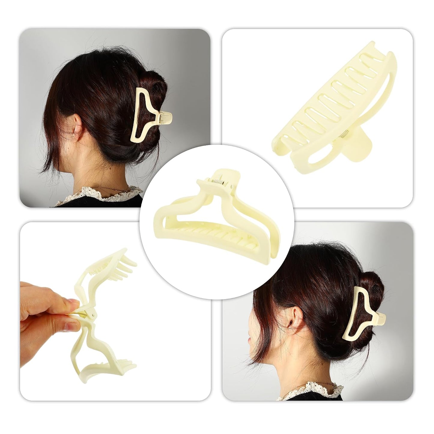Hair Claw, Light Yellow, 3.78''x1.85''x1.42'' | Plastic for Durability, Lightweight for Comfort, Compact for Easy Carry