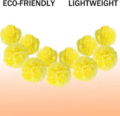 12 Pcs Tissue Paper Pom Poms Flowers,10''12''Paper Flower Party Decorations for Wedding Birthday Baby Shower Baby Girl Room Nursery Decoration（Yellow/ZH）