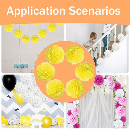 12 Pcs Tissue Paper Pom Poms Flowers,10''12''Paper Flower Party Decorations for Wedding Birthday Baby Shower Baby Girl Room Nursery Decoration（Yellow/ZH）
