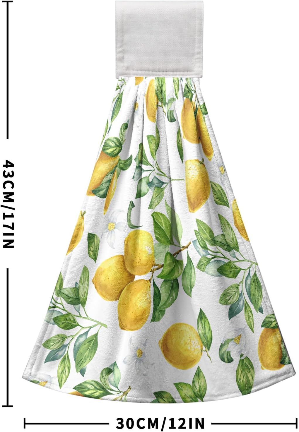 Spring Lemon Kitchen Hand Towels with Loop 2 Pcs Summer Leaves Yellow Lemons Hanging Dish Towels Soft Absorbent Tie Towel Dishcloths for Bathroom Kitchen Washroom 17 x 12 in