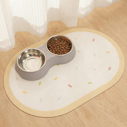 Dog Food Mat Absorbent Pet Feeding Mat, Quick Dry Water Bowl Placemat for Dogs Cats, Non-Slip Washable Pet Feeding Pad Yellow 17"x25"