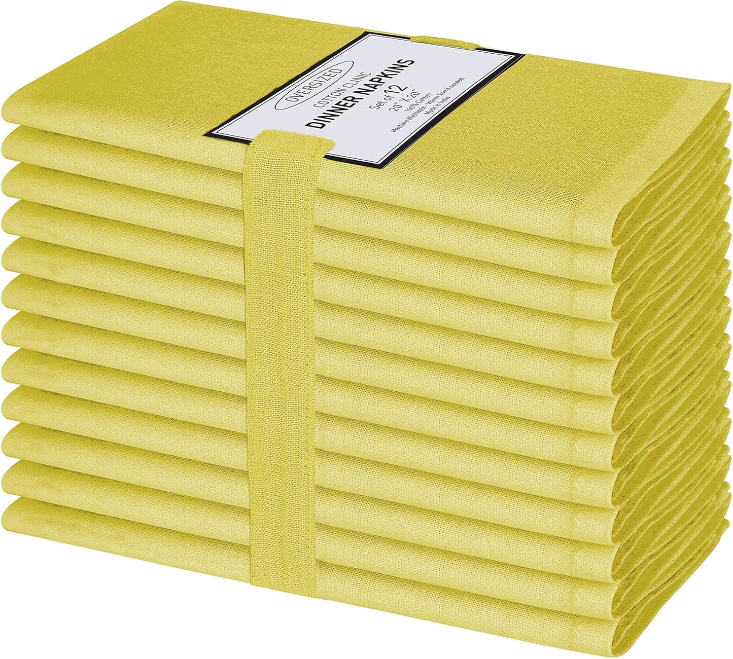 Cloth Dinner Napkins - Perfect Everyday Use Table Napkins - Soft Durable Washable - Ideal for Party Wedding Christmas Easter - Set of 12-20x20 inches Yellow Napkins