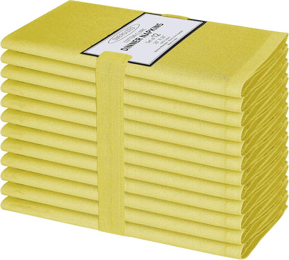Cloth Dinner Napkins - Perfect Everyday Use Table Napkins - Soft Durable Washable - Ideal for Party Wedding Christmas Easter - Set of 12-20x20 inches Yellow Napkins