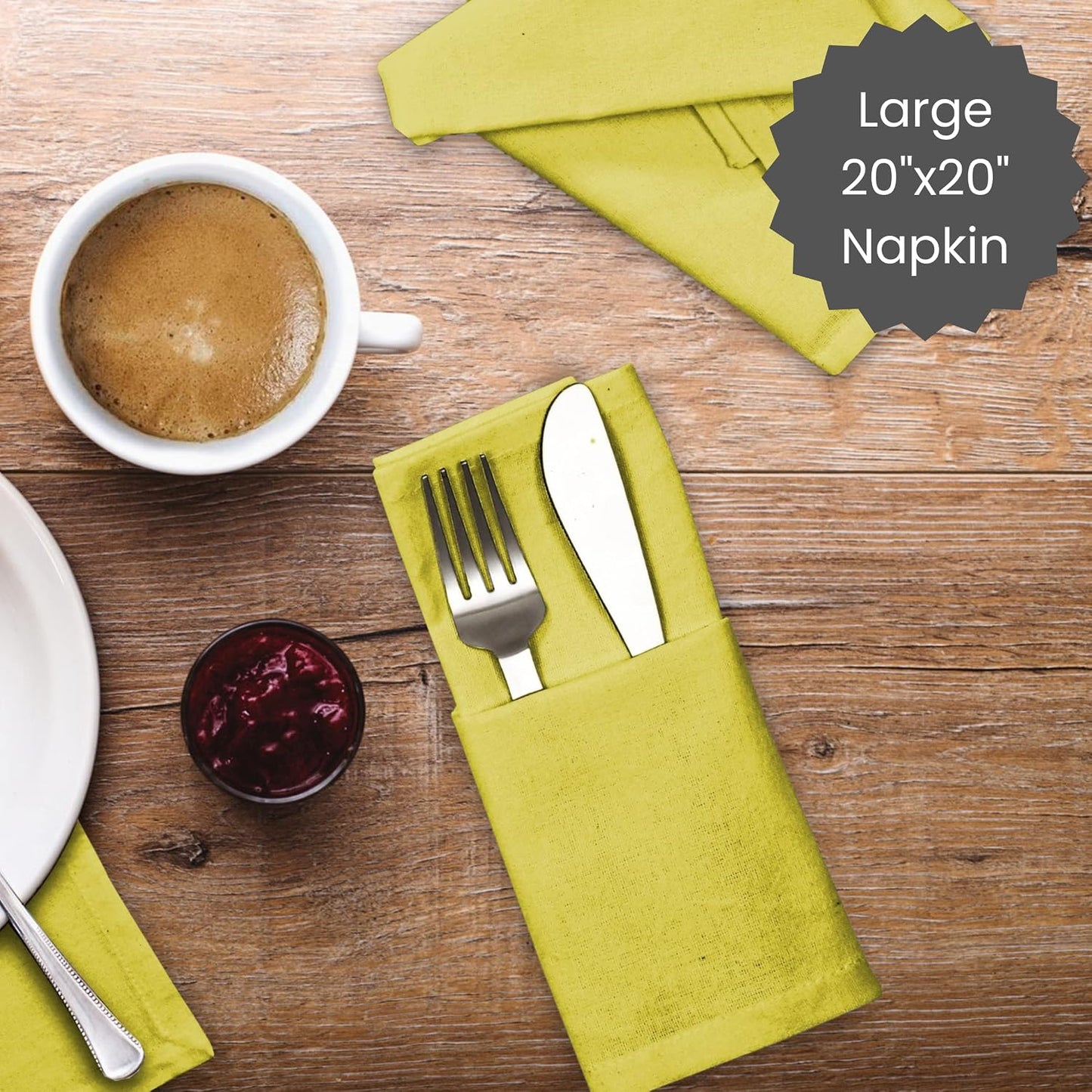 Cloth Dinner Napkins - Perfect Everyday Use Table Napkins - Soft Durable Washable - Ideal for Party Wedding Christmas Easter - Set of 12-20x20 inches Yellow Napkins