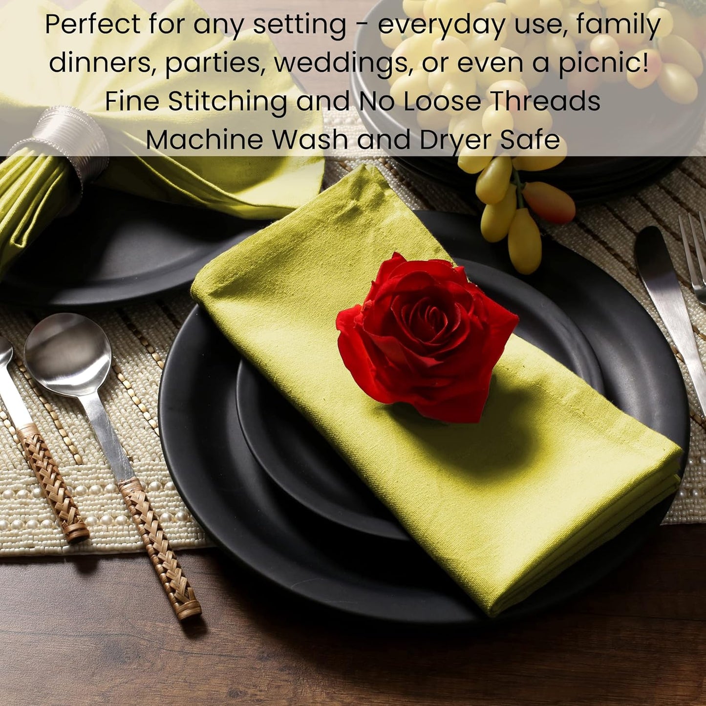 Cloth Dinner Napkins - Perfect Everyday Use Table Napkins - Soft Durable Washable - Ideal for Party Wedding Christmas Easter - Set of 12-20x20 inches Yellow Napkins