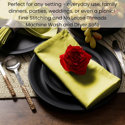 Cloth Dinner Napkins - Perfect Everyday Use Table Napkins - Soft Durable Washable - Ideal for Party Wedding Christmas Easter - Set of 12-20x20 inches Yellow Napkins