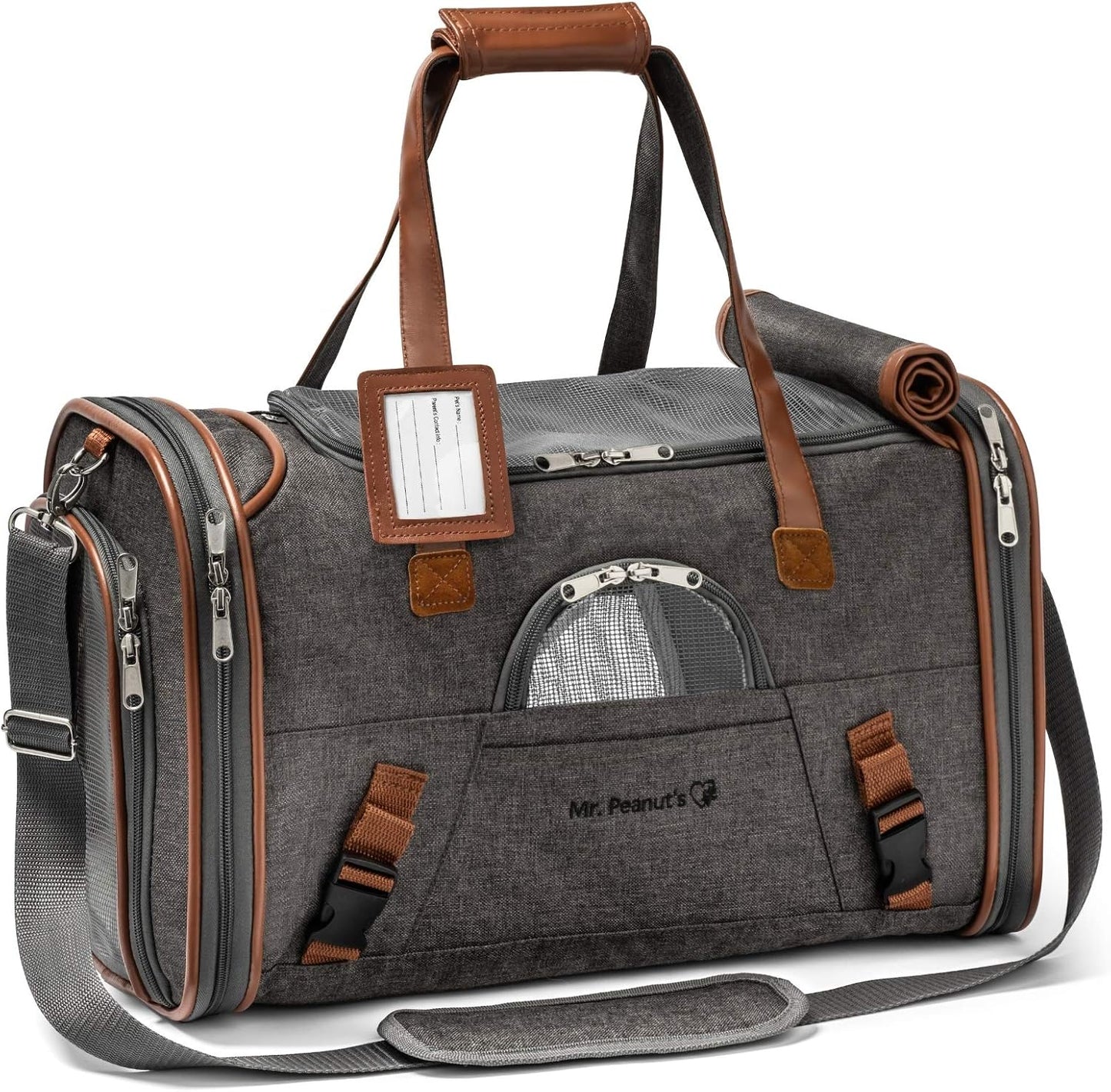 Airline Approved Soft Sided Pet Carrier, Low Profile Gold Series Tote, Premium Brand Self Locking Zippers, Under Seat Compatibility, Plush Faux Fleece Bedding with a Sturdy Plywood Base