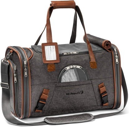 Airline Approved Soft Sided Pet Carrier, Low Profile Gold Series Tote, Premium Brand Self Locking Zippers, Under Seat Compatibility, Plush Faux Fleece Bedding with a Sturdy Plywood Base