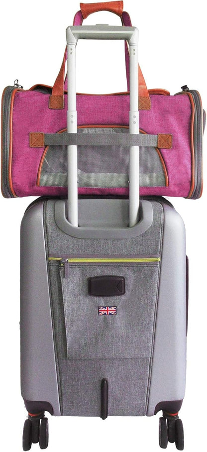 Airline Approved Soft Sided Pet Carrier, Low Profile Gold Series Tote, Premium Brand Self Locking Zippers, Under Seat Compatibility, Plush Faux Fleece Bedding with a Sturdy Plywood Base