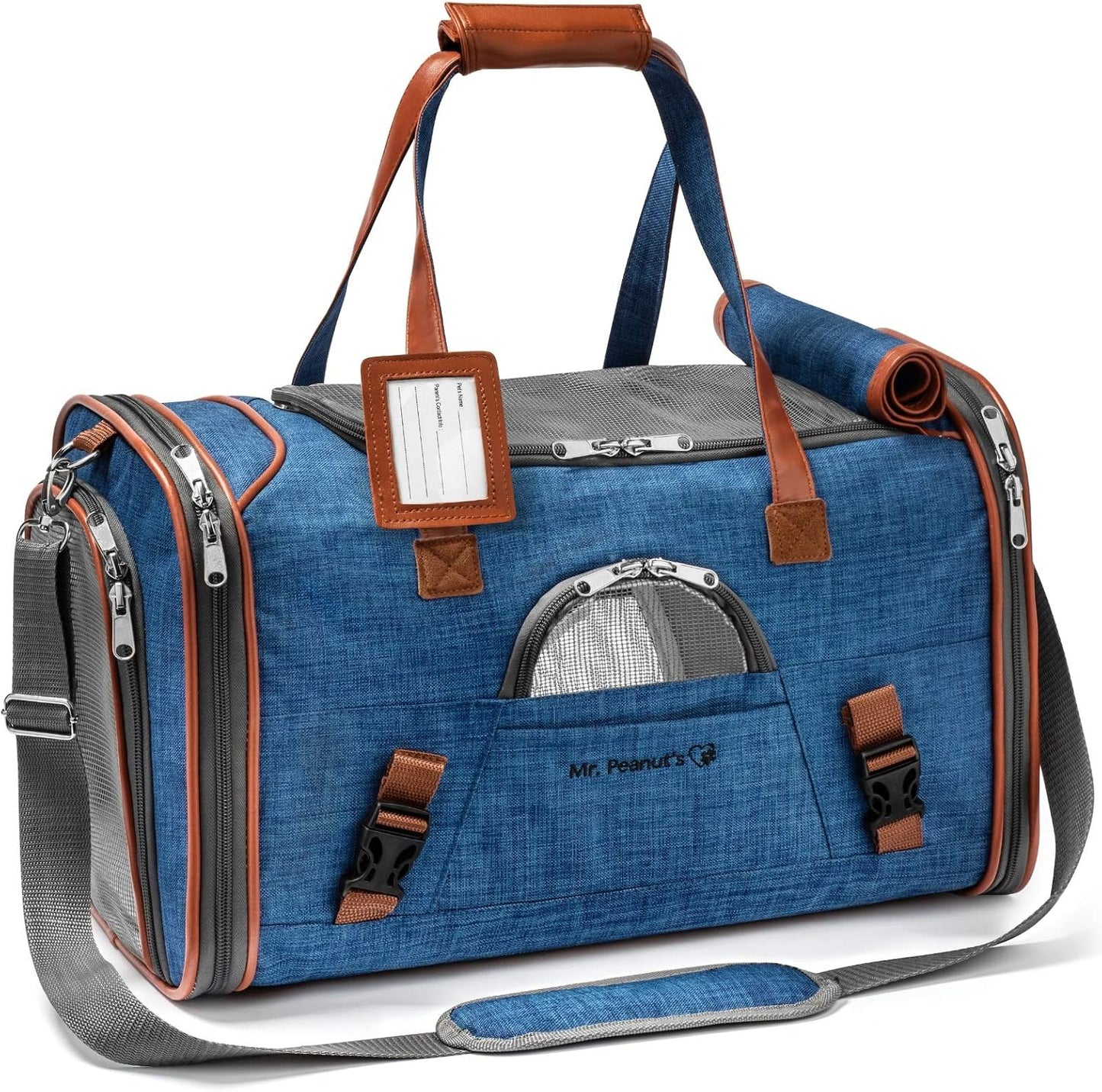 Airline Approved Soft Sided Pet Carrier, Low Profile Gold Series Tote, Premium Brand Self Locking Zippers, Under Seat Compatibility, Plush Faux Fleece Bedding with a Sturdy Plywood Base
