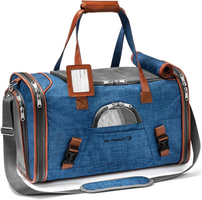 Airline Approved Soft Sided Pet Carrier, Low Profile Gold Series Tote, Premium Brand Self Locking Zippers, Under Seat Compatibility, Plush Faux Fleece Bedding with a Sturdy Plywood Base