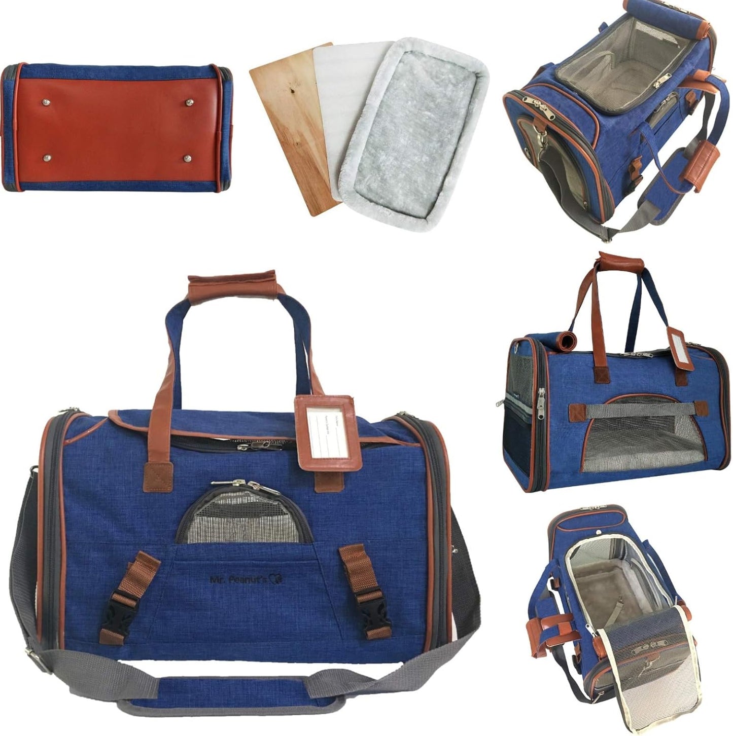 Airline Approved Soft Sided Pet Carrier, Low Profile Gold Series Tote, Premium Brand Self Locking Zippers, Under Seat Compatibility, Plush Faux Fleece Bedding with a Sturdy Plywood Base