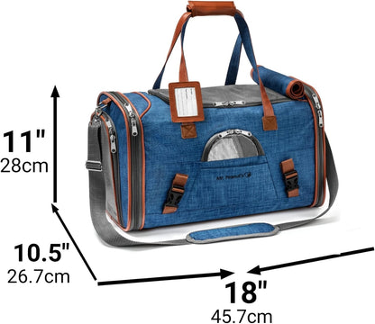 Airline Approved Soft Sided Pet Carrier, Low Profile Gold Series Tote, Premium Brand Self Locking Zippers, Under Seat Compatibility, Plush Faux Fleece Bedding with a Sturdy Plywood Base