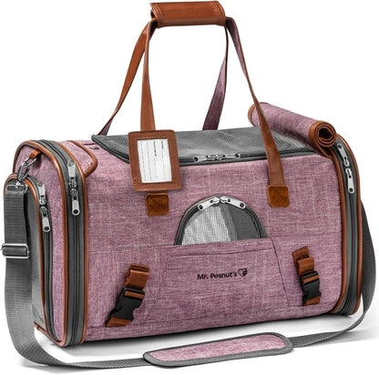 Airline Approved Soft Sided Pet Carrier, Low Profile Gold Series Tote, Premium Brand Self Locking Zippers, Under Seat Compatibility, Plush Faux Fleece Bedding with a Sturdy Plywood Base