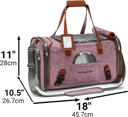Airline Approved Soft Sided Pet Carrier, Low Profile Gold Series Tote, Premium Brand Self Locking Zippers, Under Seat Compatibility, Plush Faux Fleece Bedding with a Sturdy Plywood Base