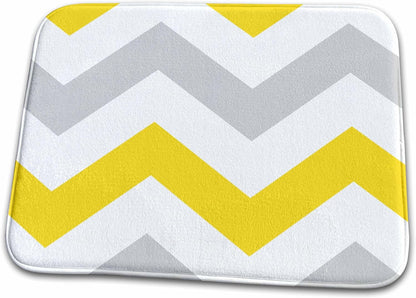 Dish Drying Mat - Big Yellow and Gray Chevron zig zag pattern grey white zigzag stripes Chevron Patterns