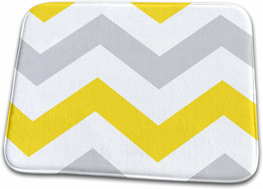 Dish Drying Mat - Big Yellow and Gray Chevron zig zag pattern grey white zigzag stripes Chevron Patterns
