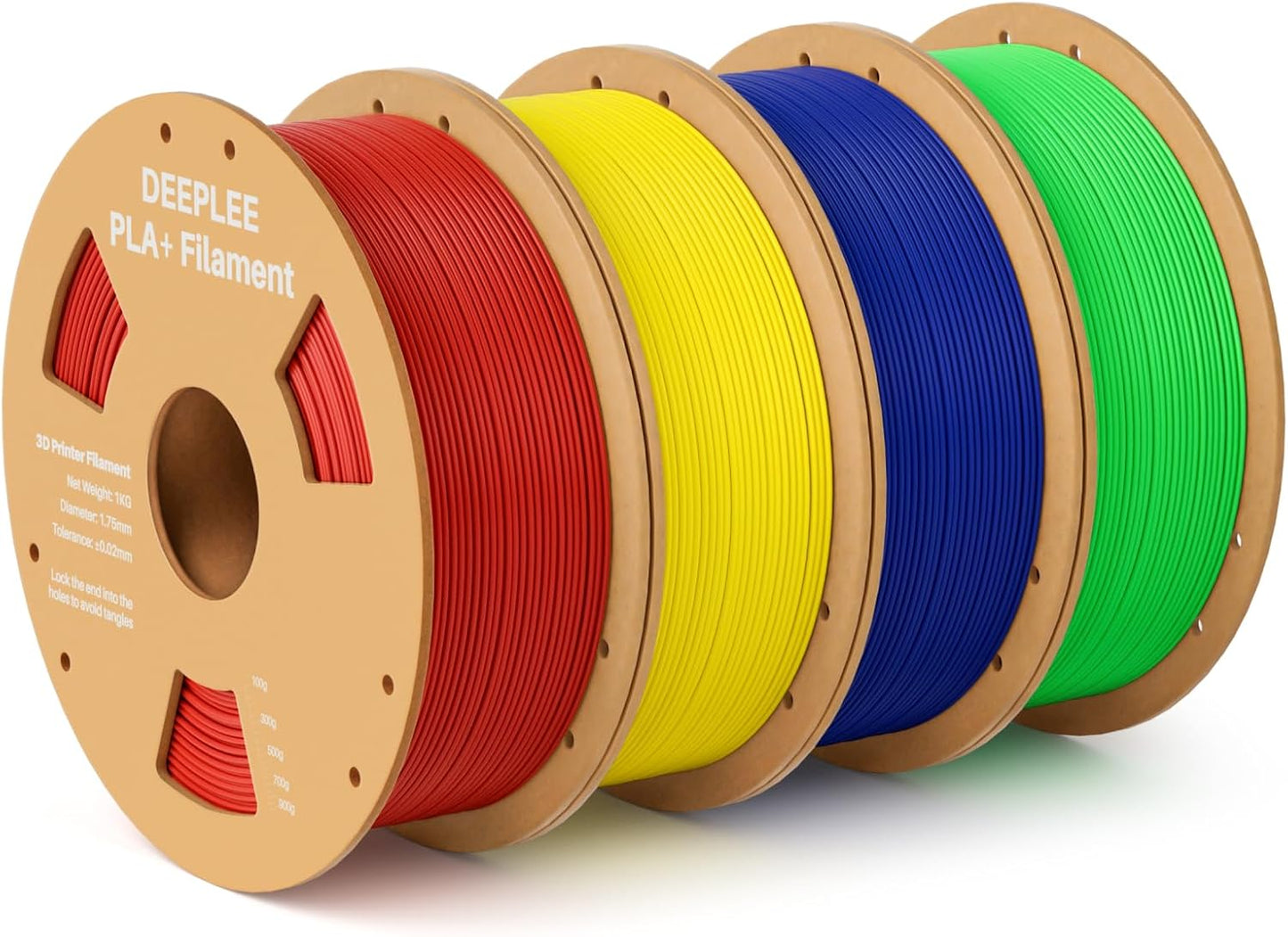 PLA+ 1.75mm 3D Printer Filament 4kg Yellow/Red/Dark Blue/Green | PLA Plus with Dimensional Accuracy +/- 0.02mm, Higher Strength and Toughness, Neatly Wound, Fits for Most FDM 3D Printers