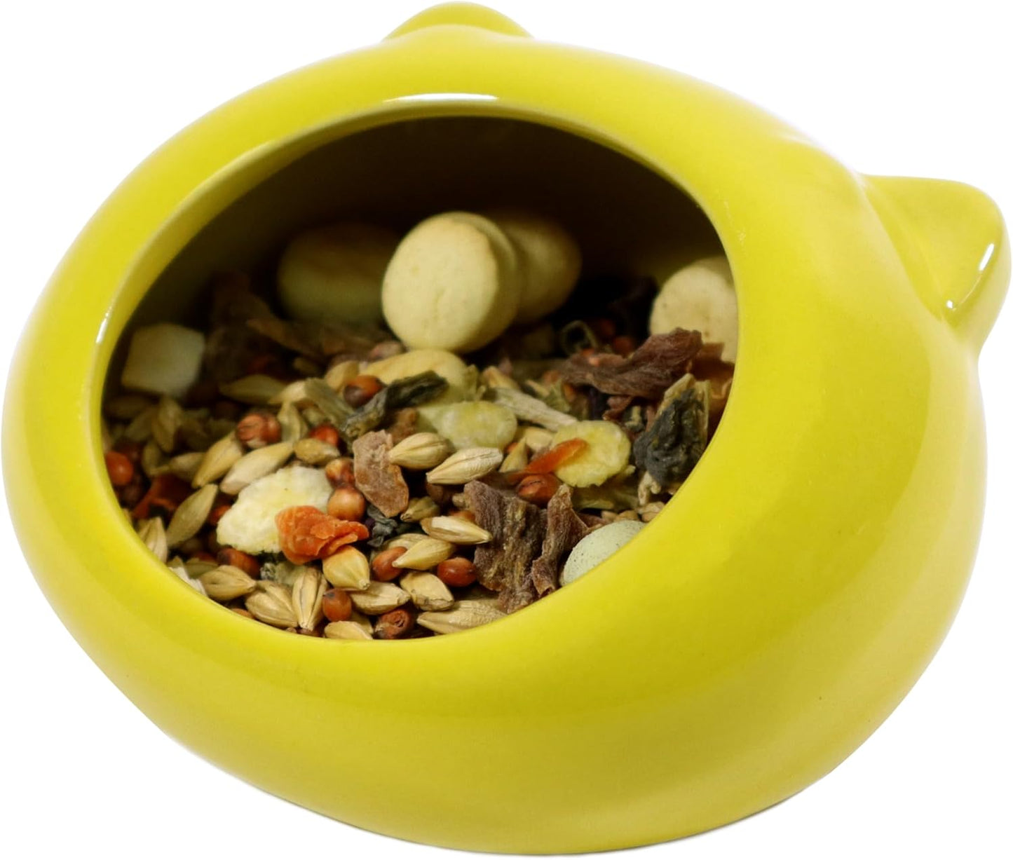 Ceramic Small Pet Hamster Food Bowl – Spill-Proof Guinea Pig & Hedgehog Dish – Durable, Easy to Clean, Non-Tip Design for Small Pets (Yellow)