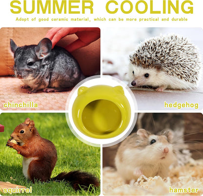 Ceramic Small Pet Hamster Food Bowl – Spill-Proof Guinea Pig & Hedgehog Dish – Durable, Easy to Clean, Non-Tip Design for Small Pets (Yellow)